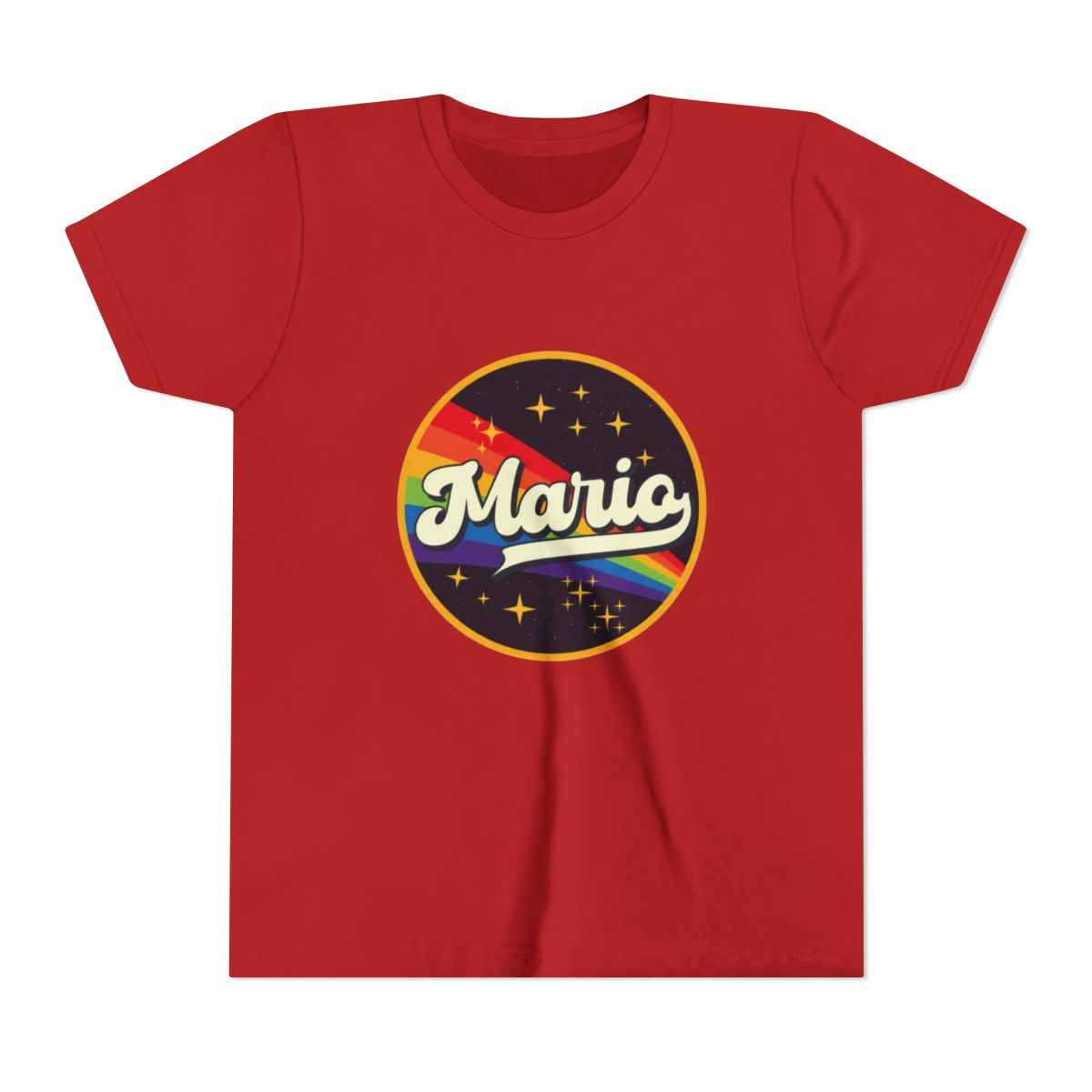Mario // Rainbow In Space Vintage Style Kids T Shirt - alternate angle 5, merchandise
