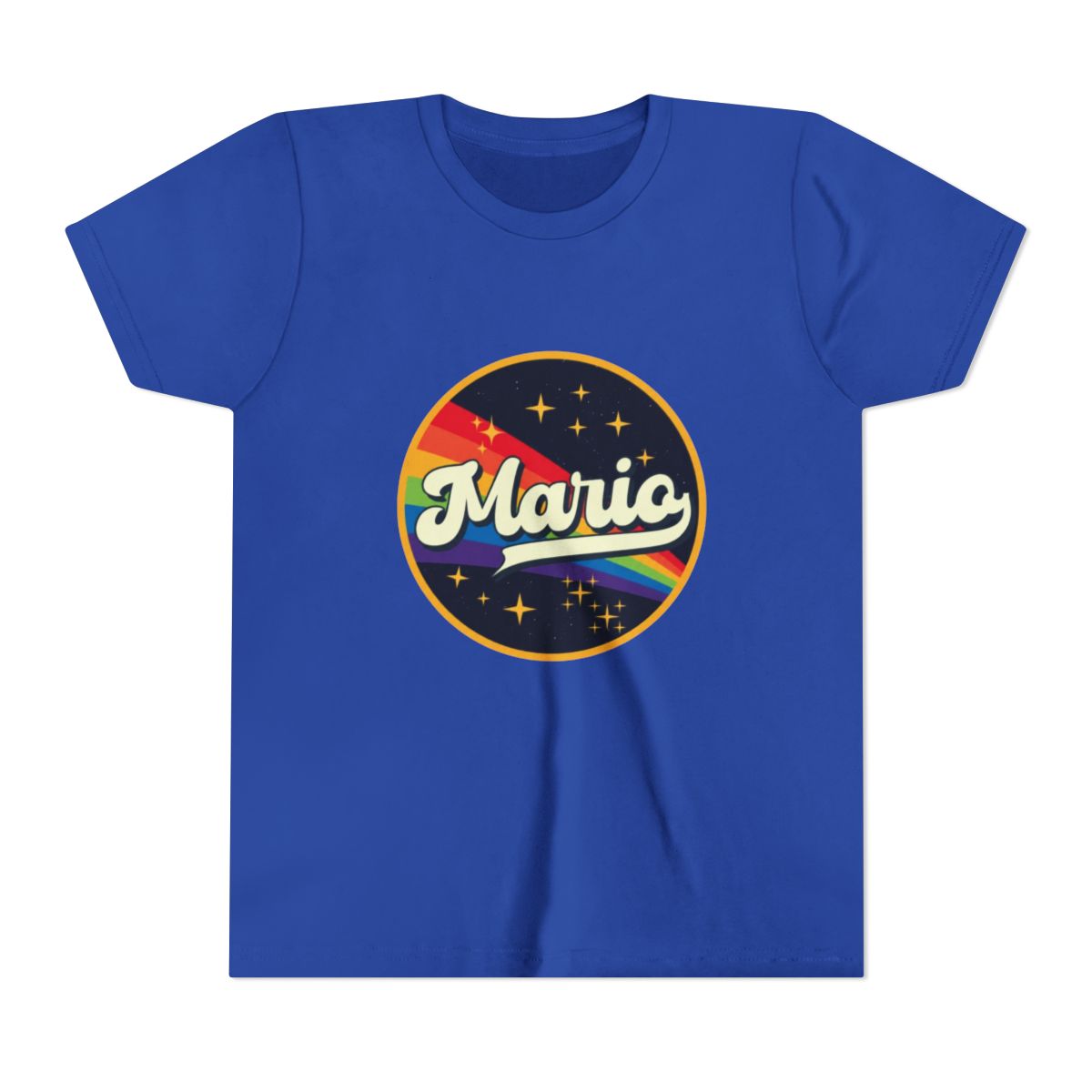 Mario // Rainbow In Space Vintage Style Kids T Shirt - alternate angle 3, merchandise